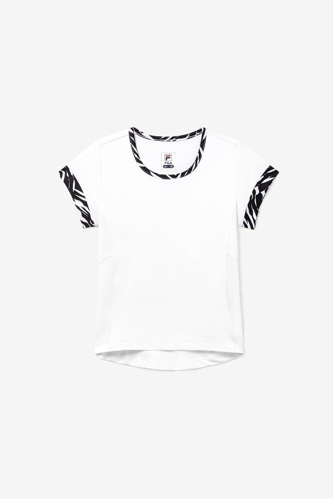 Fila T-Shirt Girls' Core Short Sleeve Top Kids White - India DTW-516297